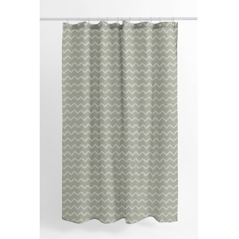Chevron Wave Ultra-Thin Lightweight Shower Curtain, Light Green