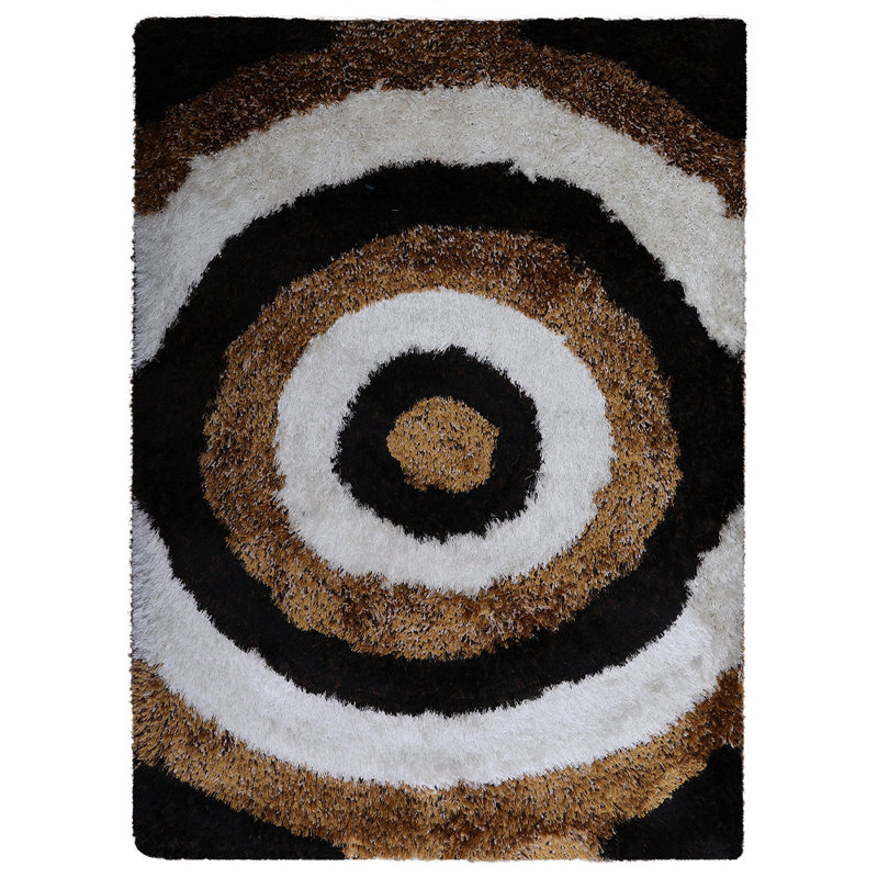 Tapis à motif à poils longs en polyester touffeté à la main Manns, Rectangle 5 pi x 8 pi
