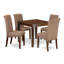 Ensemble de table de salle à manger 5 pièces comprenant une table carrée en bois et 4 chaises Parson rembourrées en tissu brun, acajou-1648444227-1648444226-1743687463