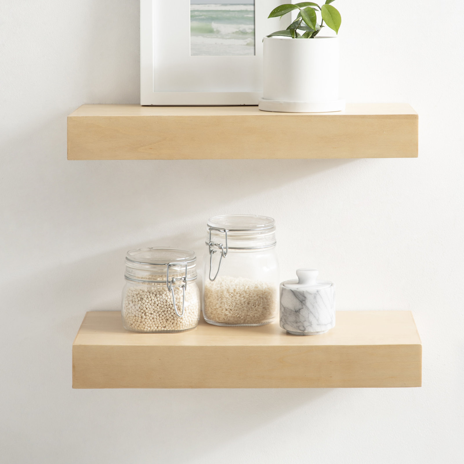 Jeremiah Floating Shelf, 2.3" H x 18" W x 8" D, Natural