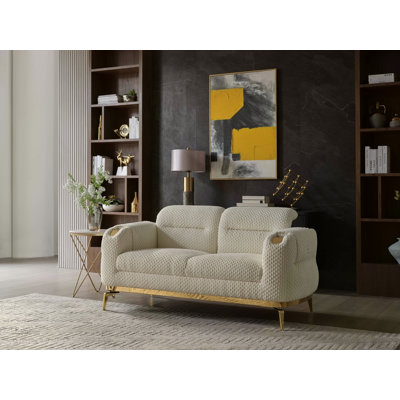 Causeuse de style moderne Zoe en bois et or 