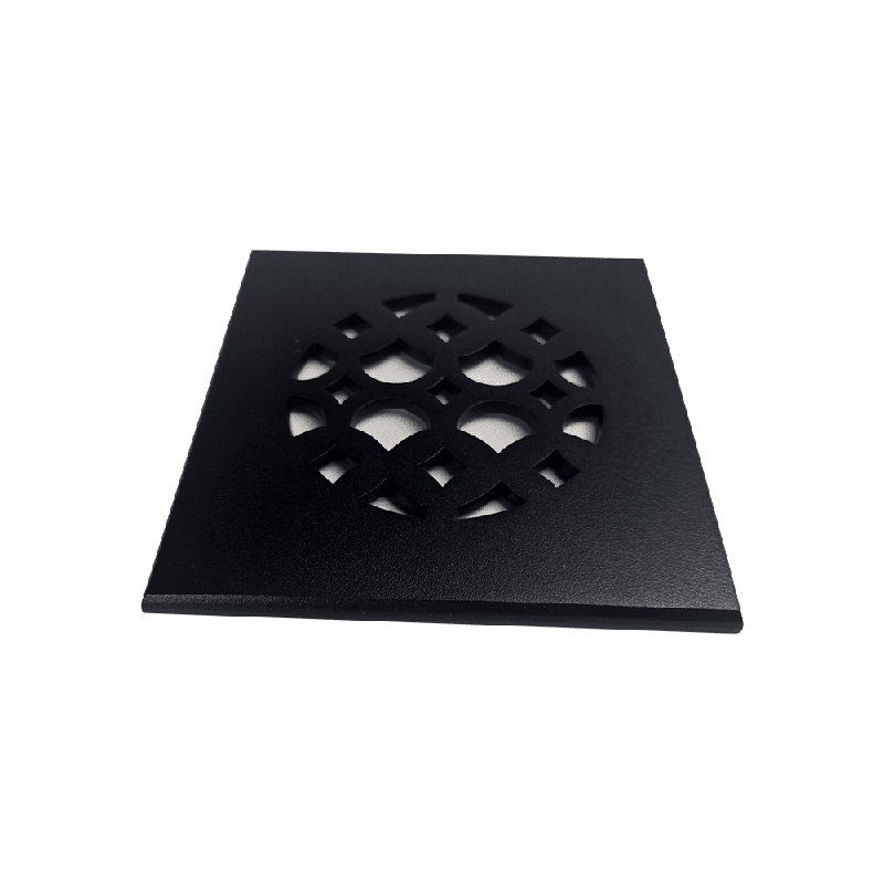 Couvercle d'évent en fonte d'aluminium, plaque carrée, gril rond, VR100, sans rebord arrière, Noir, L 6 po x l 6 po x H 6 po