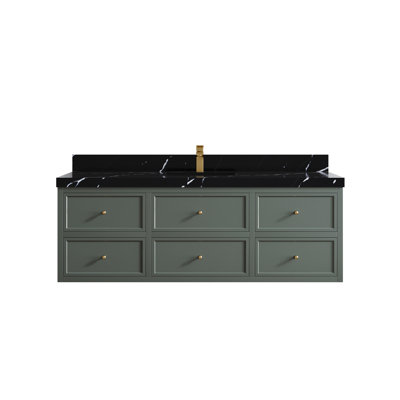 Meuble-lavabo simple 60 po avec comptoir en quartz 60 po