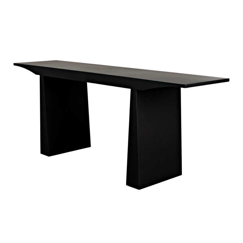 Black Metal and Wood 78'' Industrial Console Table