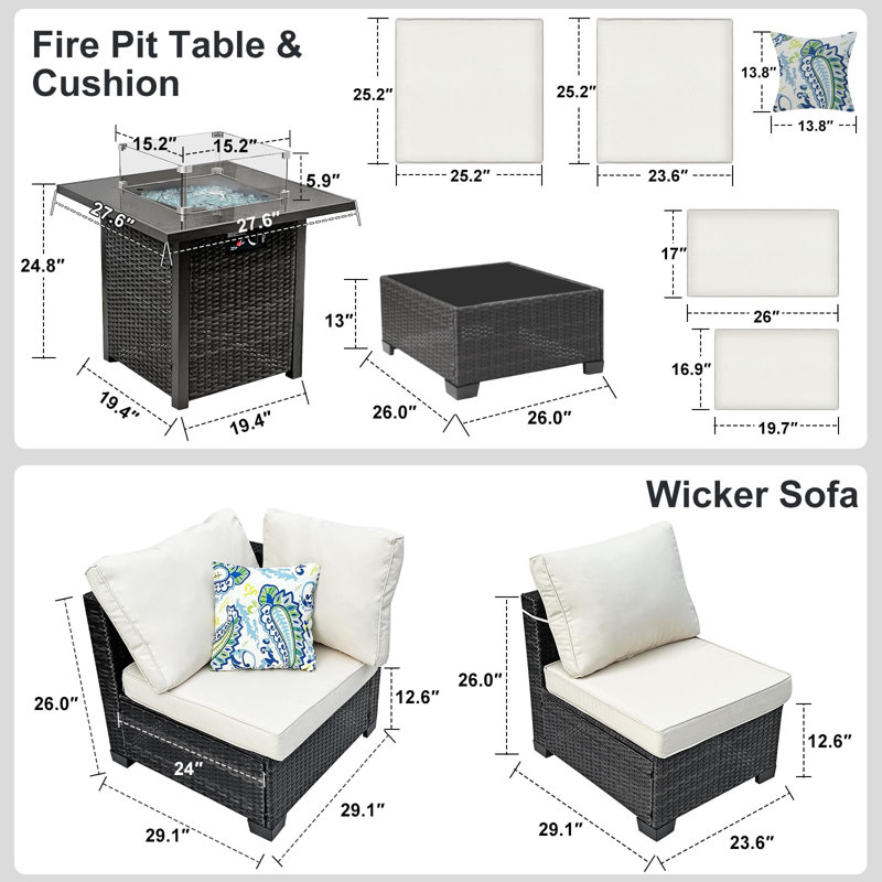 Ensemble modulaire de mobilier d'extérieur 8 pièces 8 pièces, Beige