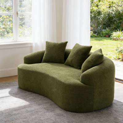 65"L Curved Loveseat With 3 Pillows For Small Spaces Apartment Casual Leisure Use