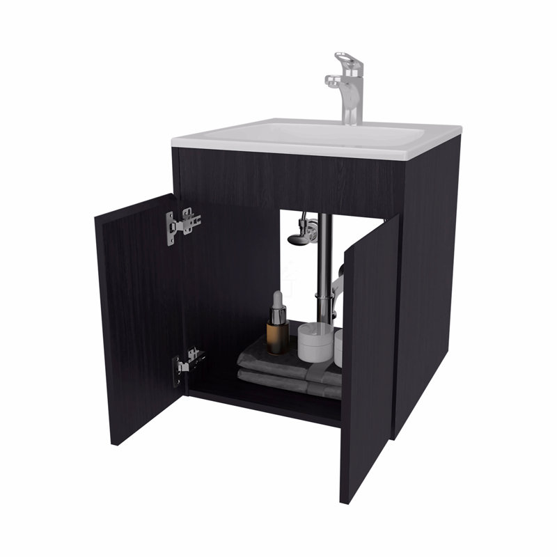 Meuble-lavabo de salle de bain avec deux portes, Noir