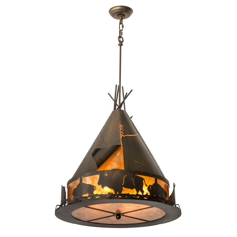 Rustic Lodge 4 - Light Pendant, 71" H x 24" W x 24" D, Antique Copper
