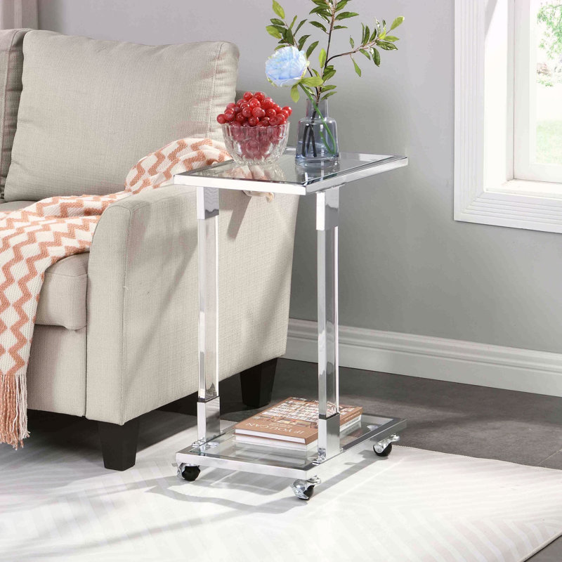 Table d'appoint en verre chromé