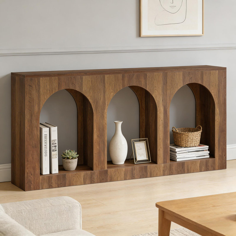 Table d'appoint Classic Design, table de vestibule arquée, console (table seulement), Brown