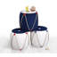 Pouf moderne, bleu et blanc, 17,3 po x 16,5 po | 50% coton / 50% velours, pieds cachés recouverts de PVC de 2,4 pouces | Éponge orthopédique 35 po d'épaisseur 6,0 cm | Décoration élégante et confortable pour le salon et la chambre à coucher-1145572197