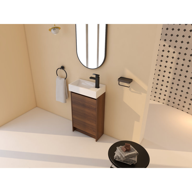 Yesena 18 " W Freestanding Standard Free Standing 1 Single Vanity Bathroom Vanity With Ceramic Top