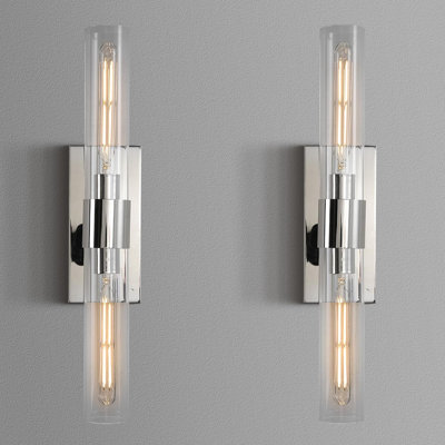 Zolee Luxury Brass Glass Wall Sconces ，Brass Wall Lights for Bathroom Vanity(Including Bulb)(Set of 2)