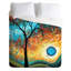 Ensemble de housse de couette en microfibre bleu / orange / jaune Aqua Burn-176707720-262088831