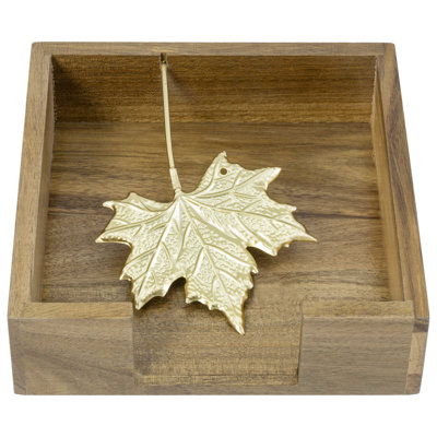 Porte-serviette carré en acacia et érable doré