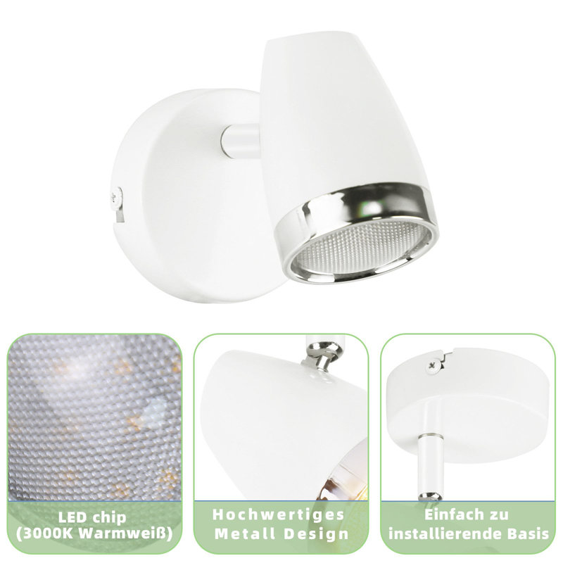 LED ceiling spotlight 1 flames modern 4W warm white 3000K, White