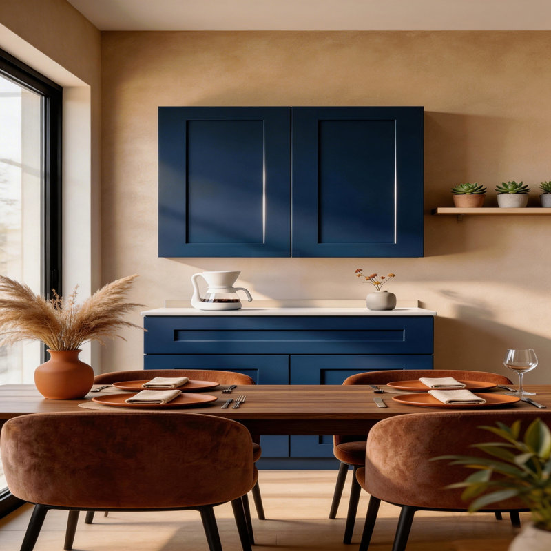 Navy Blue Shaker 30" Solid Wood Wall Cabinet – Soft-Close Hinges, Adjustable Shelves, Double Door. Ideal For Kitchen, Bath, Laundry. (30"W X 12"D X 42"H)