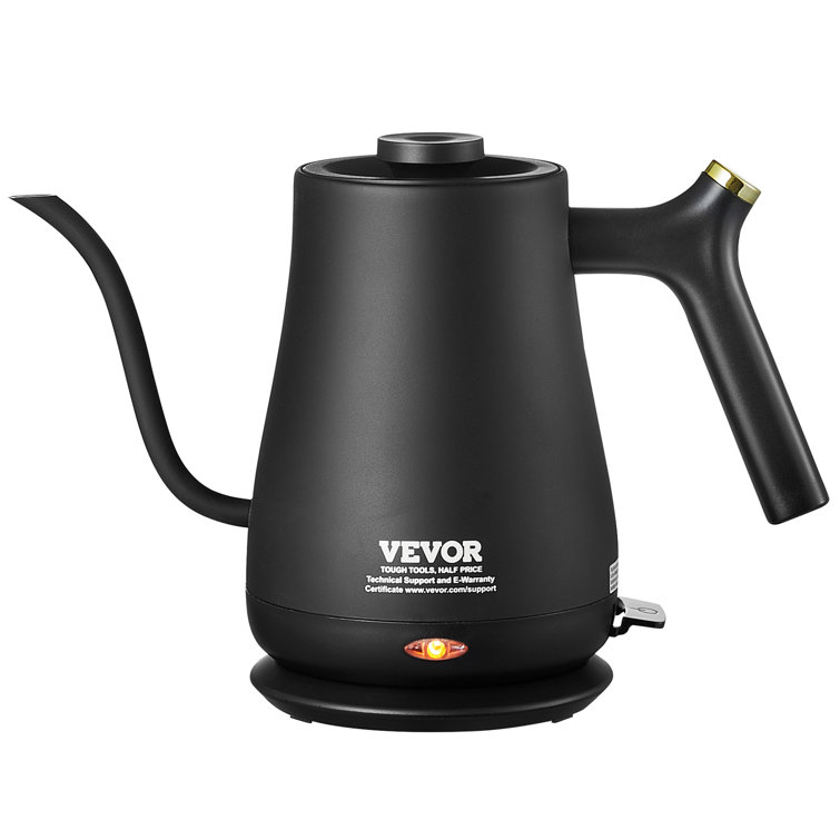 VEVOR Electric Gooseneck Kettle 1L Temperature Control Pour Over Coffee Kettle with 5 Variable Presets 304 Food Grade Stainless Steel Hot Water Tea