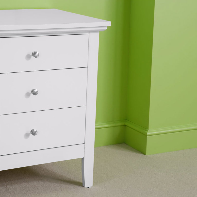 Lausanne White 3 Drawers Nightstand, White