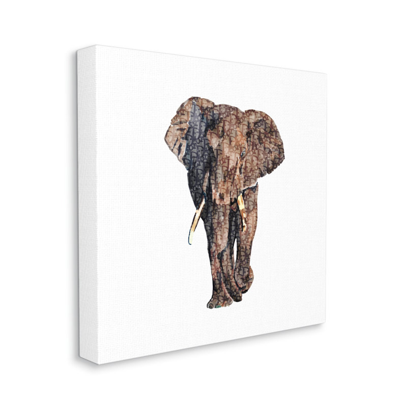 Éléphant de la faune Glam Symbole - impression sans cadre sur panneau de fibres à densité moyenne, Toile tendue