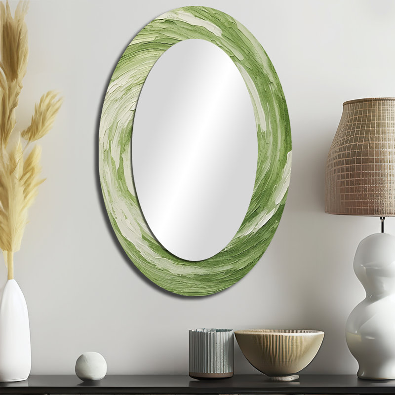 Miroir mural vert Serene Spiral Dreams III, 36 po x 24 po