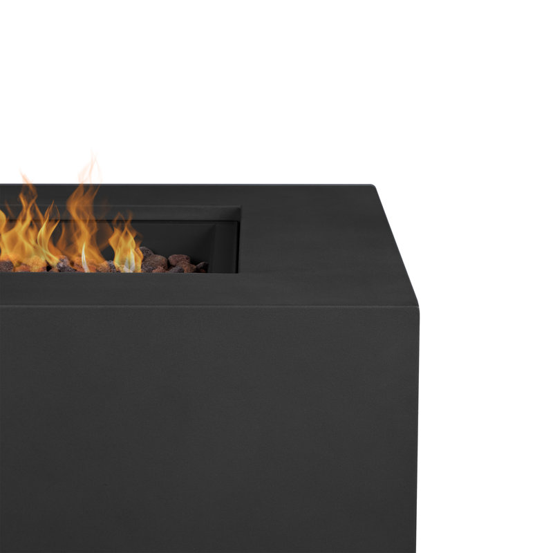 Table de foyer d'extérieur en acier thermolaqué Aegean, H 14,5 po x l 69,75 po x P 31,75 po, Noir
