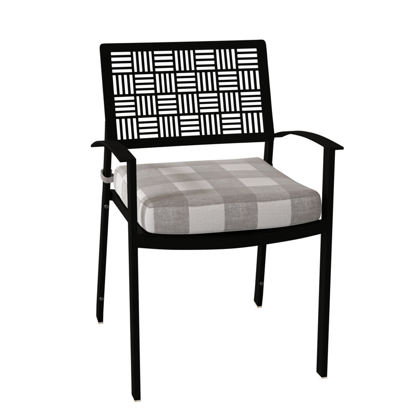 New Century Outdoor Dining Armchair, Textured Black, Spectrum Denim Sunbrella® Plainweave