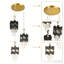 Luminaire suspendu rond en cristal noir et or 13,8 "avec ampoules E26 3 couleurs incluses
