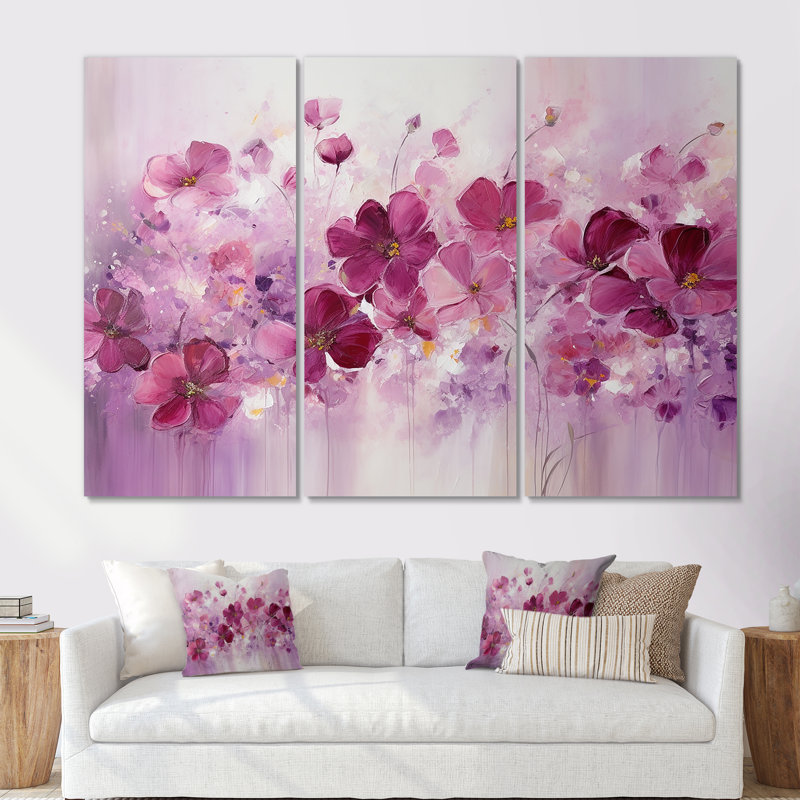 Ensemble d'art sur toile Fuschia, Toile tendue, H 32 po x l 48 po x P 1 po