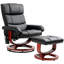 Fauteuil inclinable de massage avec repose-pieds, fauteuil inclinable pivotant et repose-pieds, fauteuil inclinable en similicuir avec télécommande, 10 points de vibration et poche latérale, noir