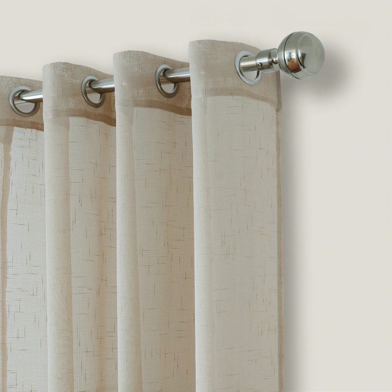 Prins Solid Sheer Indoor/Outdoor Grommet Single Curtain Panel, 114" W x 84" L, Natural