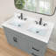 Plateau de meuble-lavabo double 48 po x 22 po en pierre reconstituée avec lavabos intégrés, dosseret de 4 po, trous de robinet espacés de 8 po et comptoir épais de 1,38 po