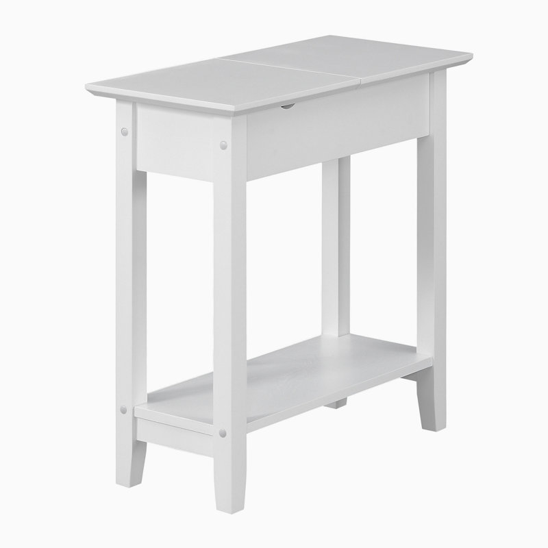 Carbin End Table and Built-In Outlets, White Top/White Base