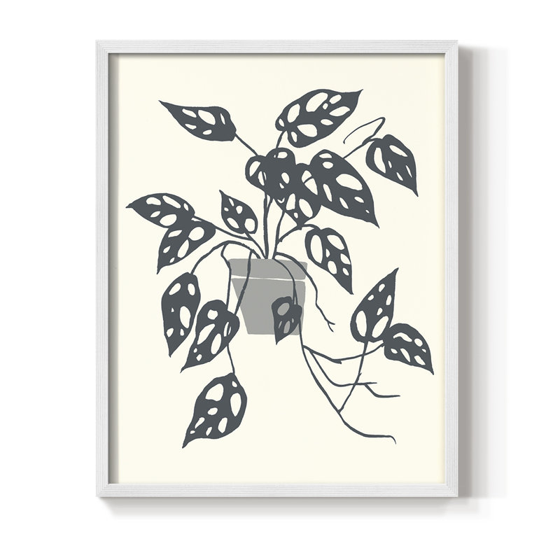 «Growing Leaves I», reproduction encadrée - bois massif, H 11 po x l 9 po, Blanc