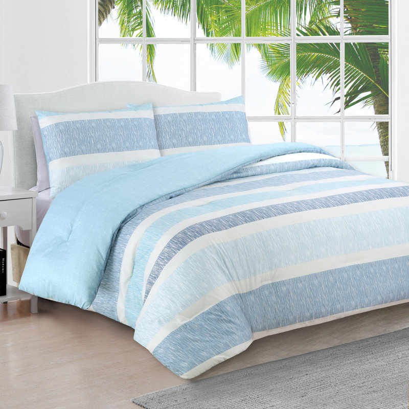 Delray Comforter Set, Blue, Full/Queen Comforter + 2 Shams