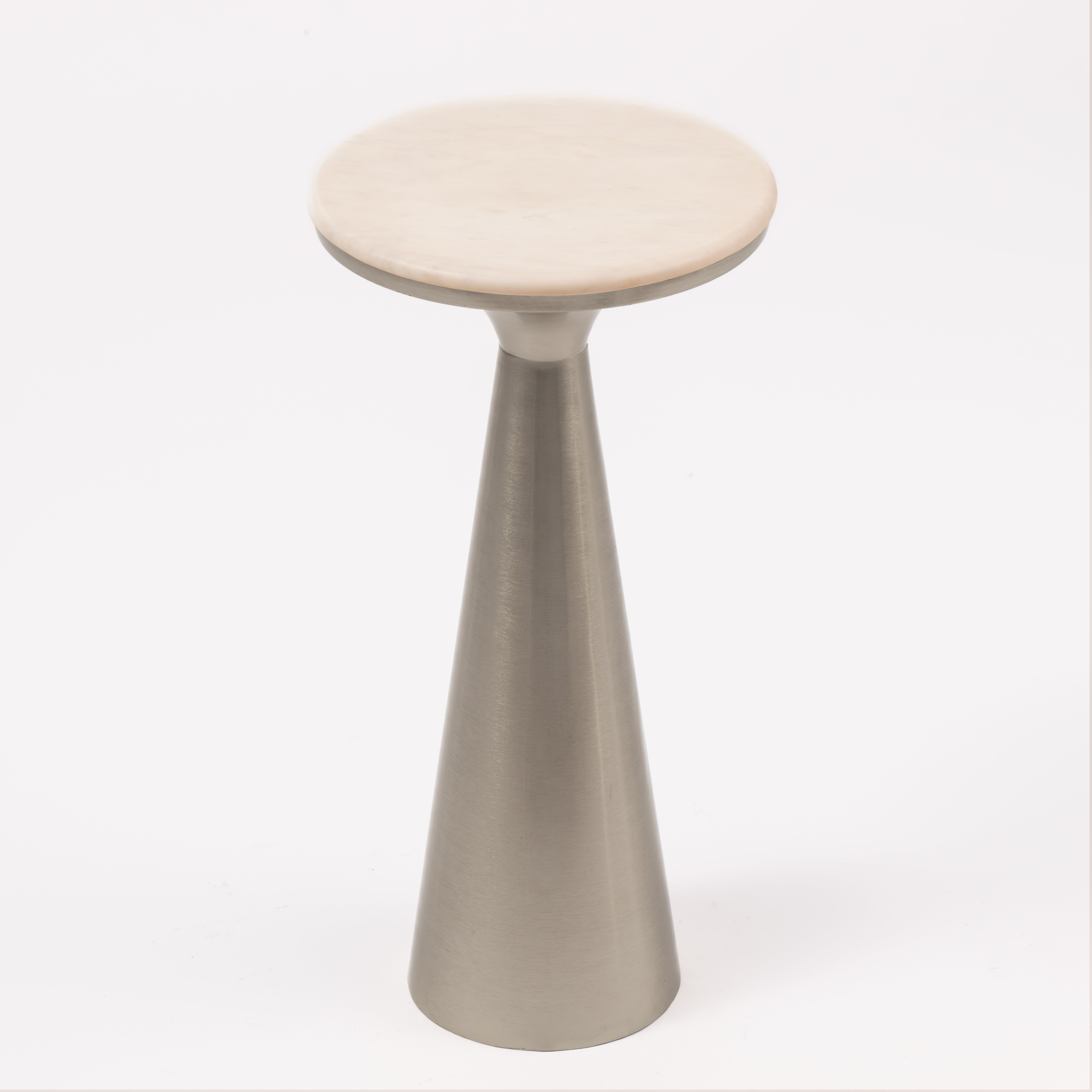 Ebern Designs Modern White Marble Top Accent Drink Table with Brushed Black Pedestal Base & Reviews | Wayfair