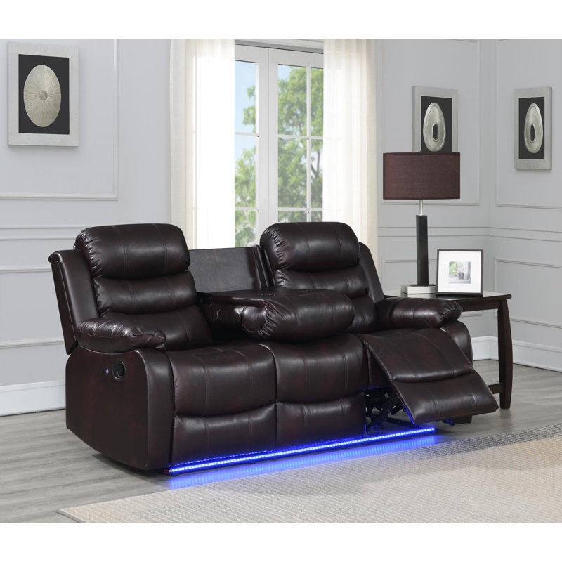 Upholstered Home Theater Seating with Cup Holder