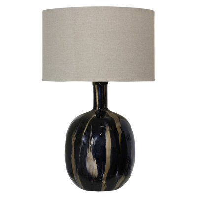 Iron Table Lamp - Black/Gold - Beige Shade