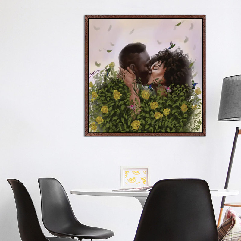 Kiss Green 1 Piece Wall Art on Canvas, 93.98cm H x 93.98cm W x 3.81cm D, Classic Brown Wood Framed