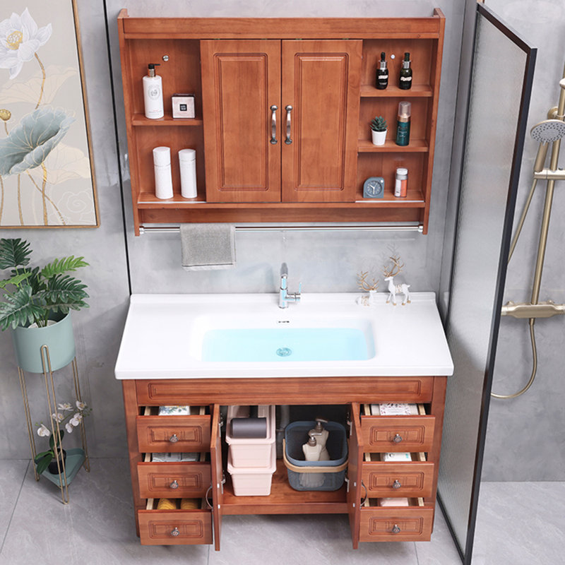 Meuble-lavabo de style chinois rétro brun