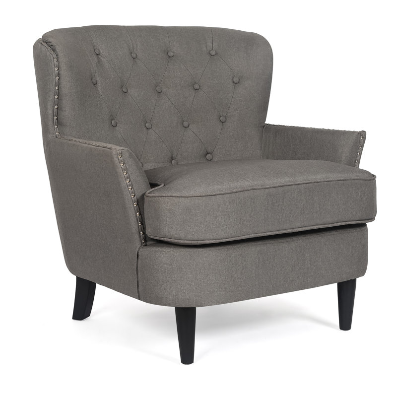 Upholstered Armchair, Gray Linen Blend