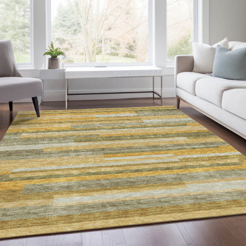 Premium Machine Washable Prisco Honey Rug, Rectangle 5' x 7'6"