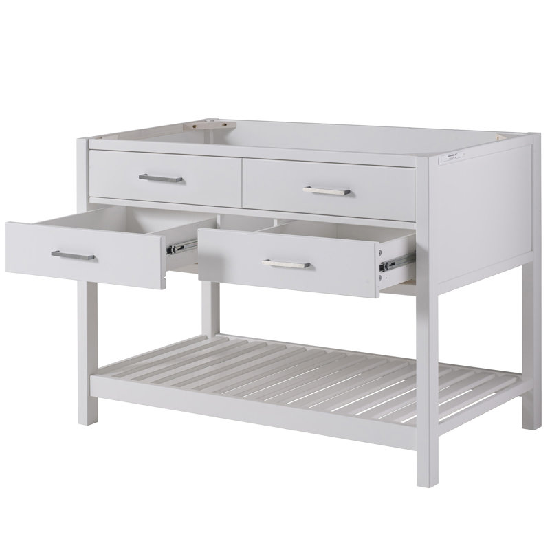 Harrison 48" W Modern Shaker Soft Close Doors Vanity Cabinet with Drawers and Open Storage Shelf
