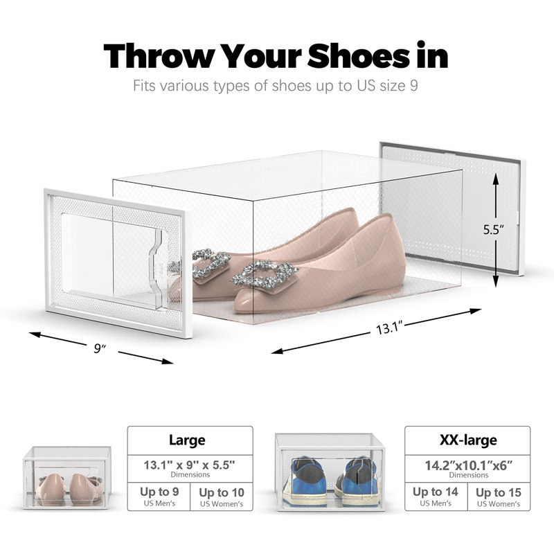 Boîte de rangement pour chaussures, boîte à chaussures empilable, paquet de 12 (transparent), Transparent