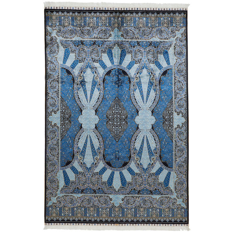 Tapis turc bleu et bleu marine 6x9