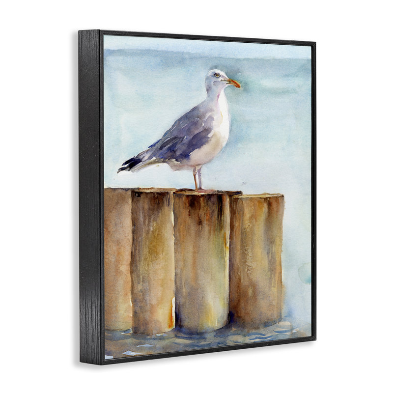  «Seagull's Perch» par Sea, estampe numérique par John Keeling, Giclée encadrée noir minuit, H 30 po x l 24 po
