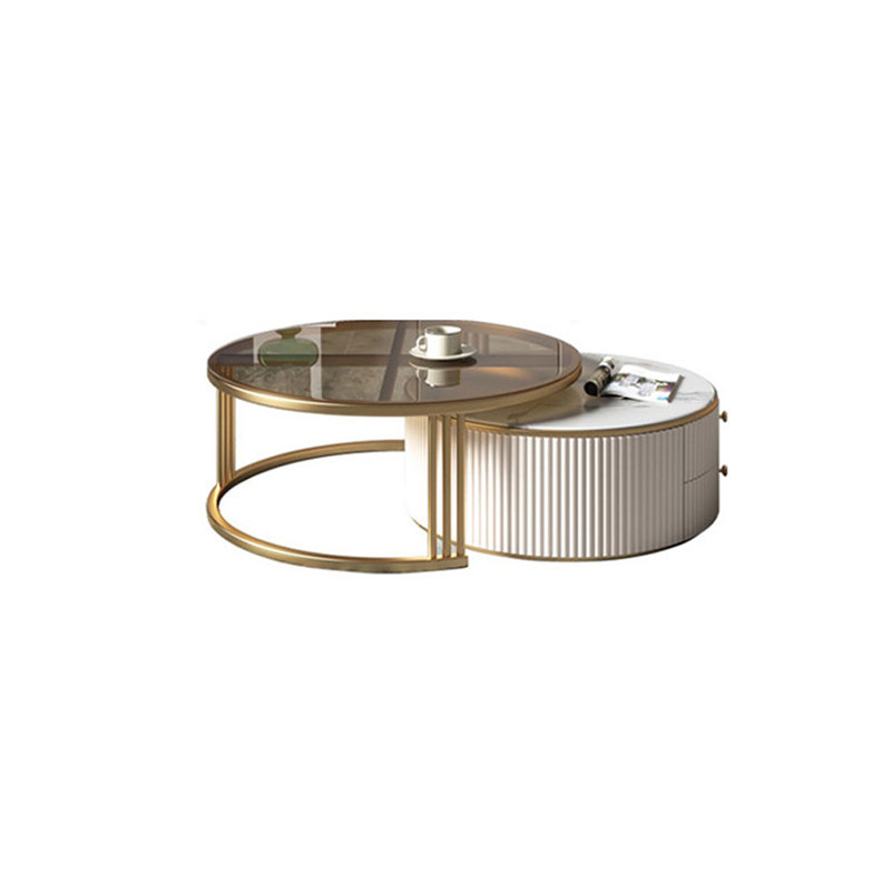 Modern light luxury round coffee table combo