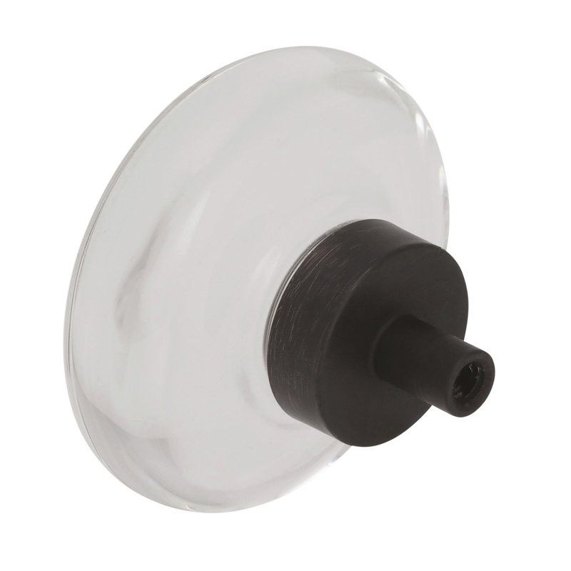 Oversized Glacio 1 3/4" Diameter Mushroom Knob, Clear Crystal/Oil Rubbed Bronze