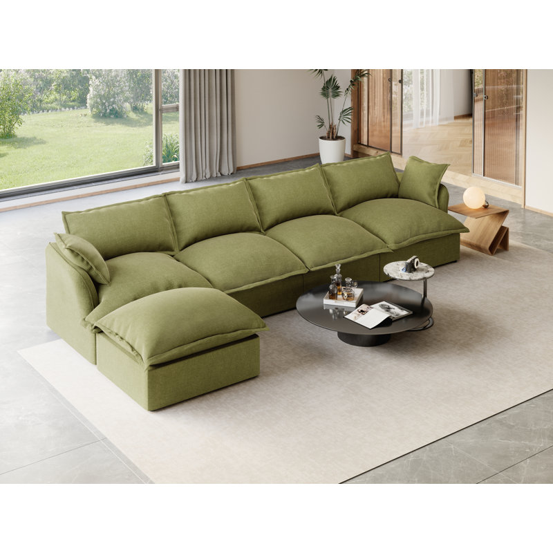 Modular Sectional Couch Down Filled Sofa, Comfty Convertible Deep Seat Cloud Couch For Living Room, Detachable Washable Couches Cushion Covers