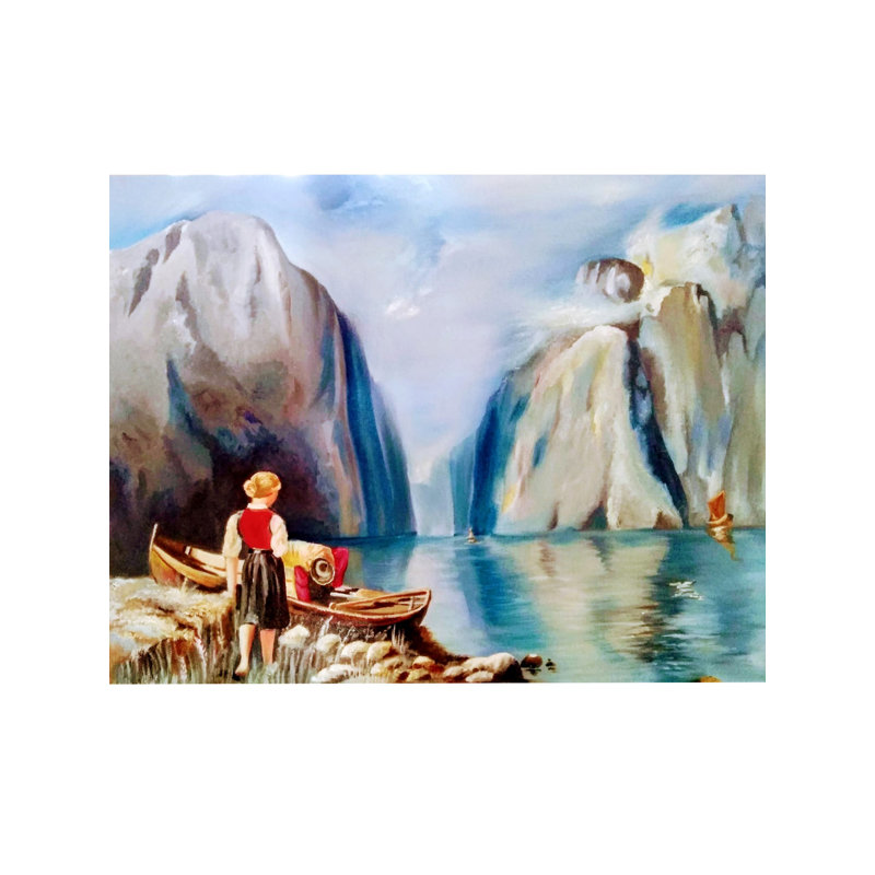 Belle vue sur la montagne dans la mer | Acrylique sur toile | Par Yogita Makadia